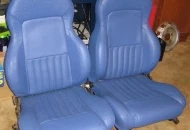 Customised Suzuki GTi buckets trimmed in "Cosmic Blue" leather